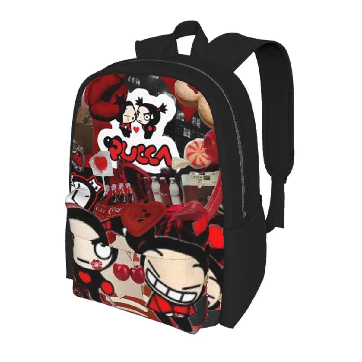 Pucca Love For You Zaino rosso per studenti, borsa da scuola, zaino da viaggio, per uomo e donna, borsa a tracolla