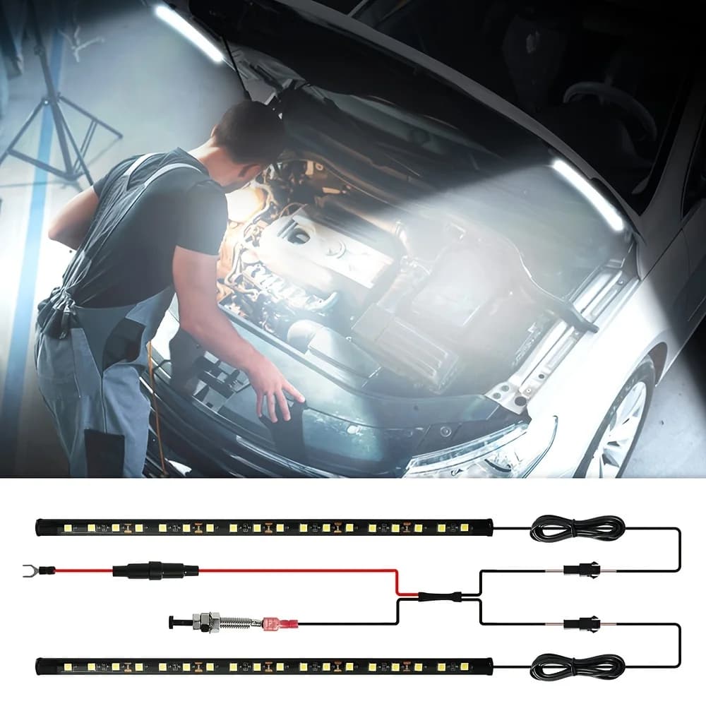 2 In 1 Universal Under Hood Engine Repair White LED Light Bar Waterproof Super Bright Light Strip Work For SUV Pickup Offroad