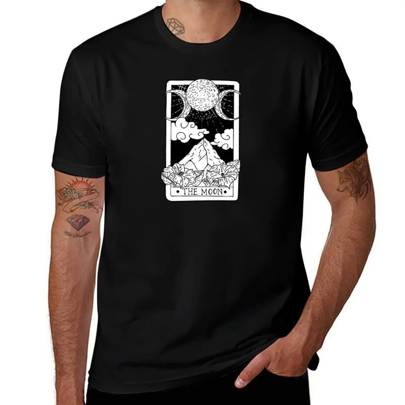 Carta dei Tarocchi, Carta della Luna, T-shirt con design dei Tarocchi, maglietta casual a maniche corte per le vacanze
