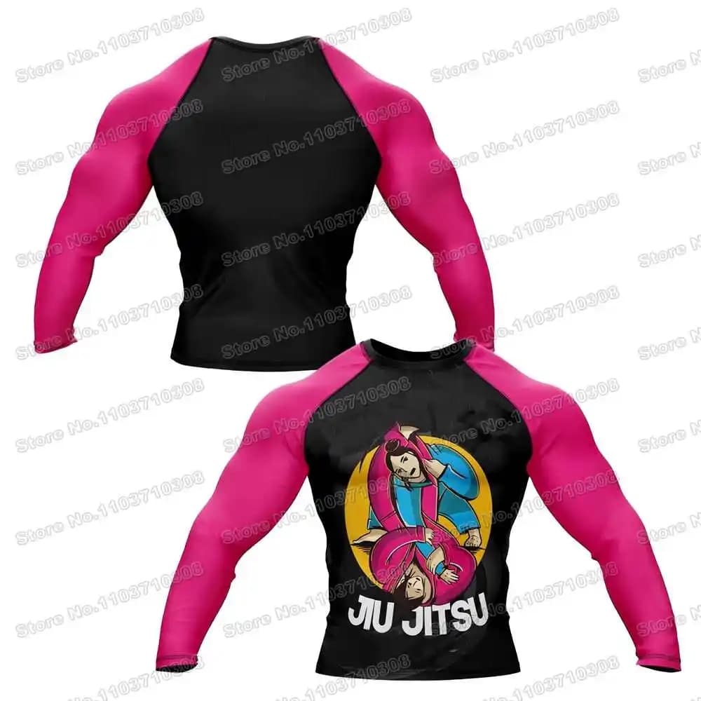 Rosa Combattante Guard WWF Rash Guards Maglia da surf Camicie da spiaggia Costumi da bagno Diving Pantaloncini da palestra MMA BJJ Uomo Jiu Jitsu Set fitness