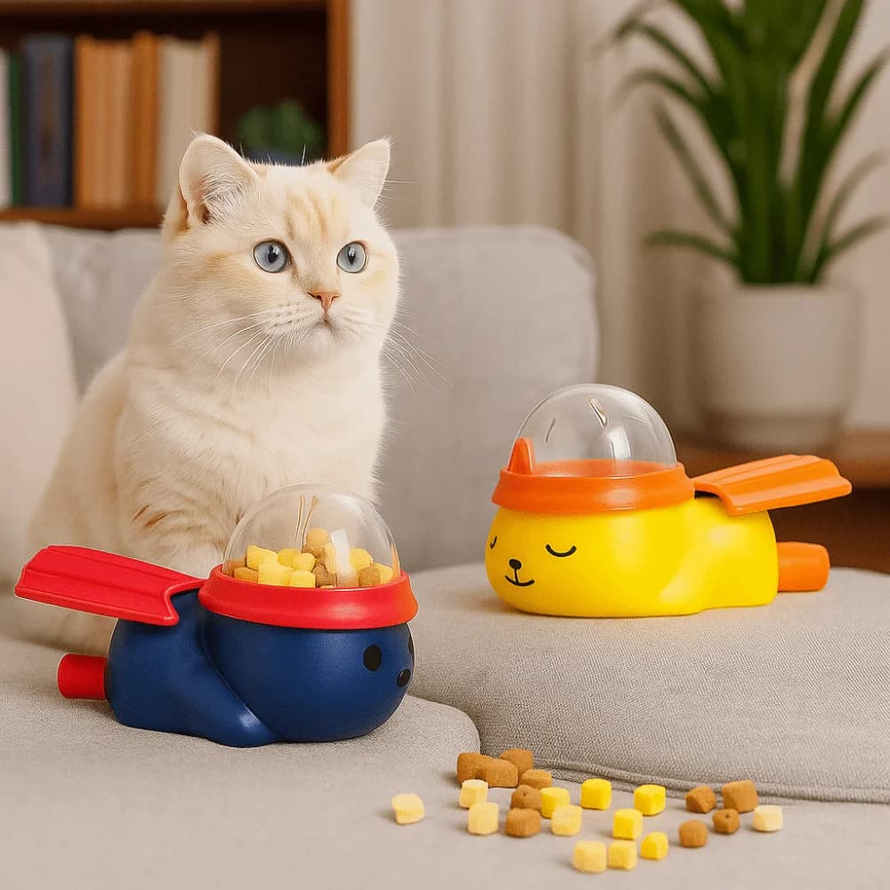 Distributore di Snack per Animali Domestici, Dispenser di Cibo per Cani a Forma di Cartone Animato, Gioco Interattivo Rotante Colorato per Pasti Divertenti