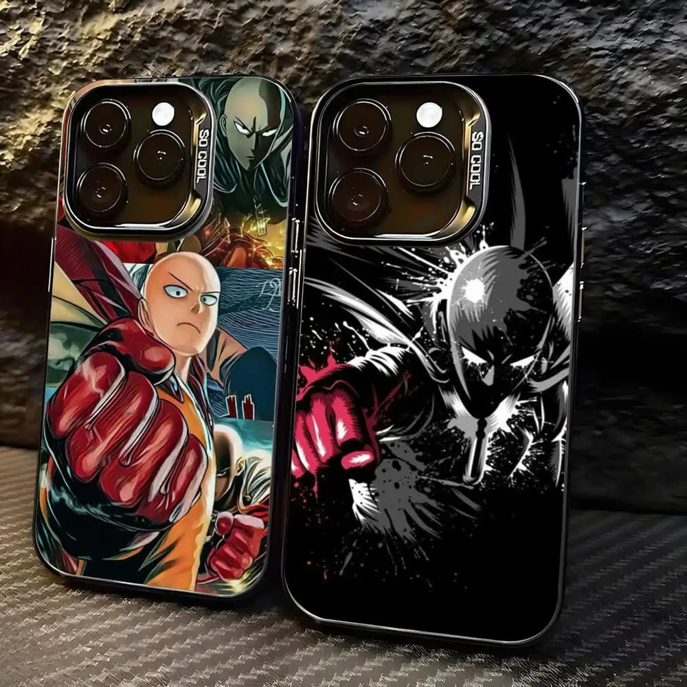 Anime OPM-ONE -Punches-MAN Phone Case For lMDColor Silver Shell For lPhone 17 16 e 15 14 13 12 11 Pro Max Plus