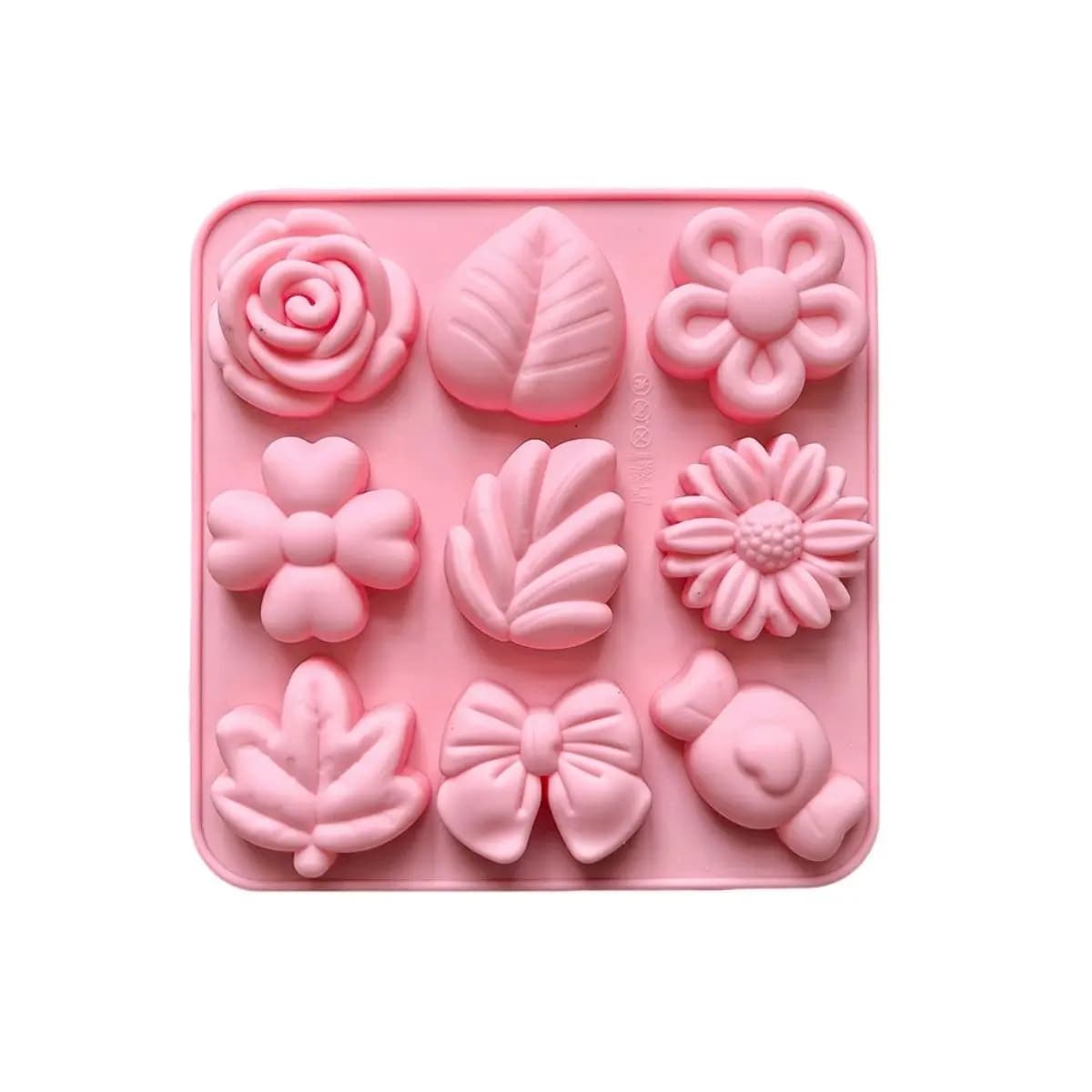 Flower Shape Floral Silicone Candy Molds Chocolate Moulds 9 Cavity Ice Pudding Mold