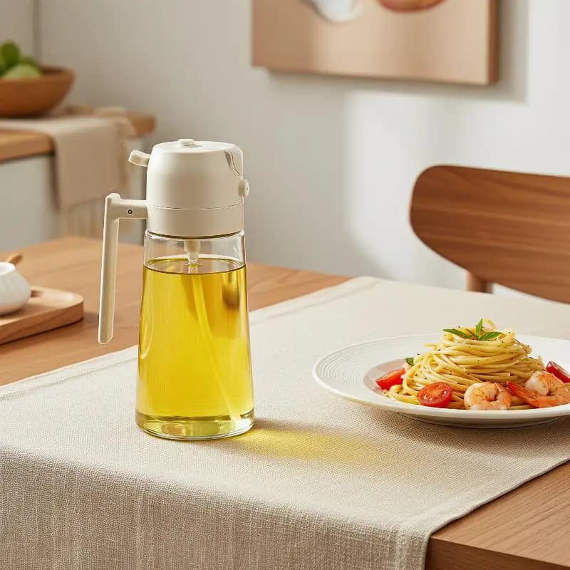 Dual Use 2 in 1 Kitchen Oil Sprayer Pour Bottle Food Grade Refillable for Air Fryer Cooking Baking BBQ