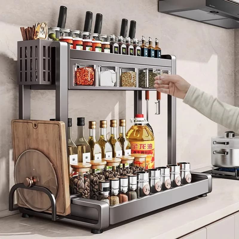 Kitchen rack, seasoning rack, household condiments, multi-functional knife holder, chopstick cartridge, sticky board countertop