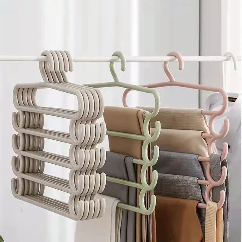 1/2/3pcs multifunctional pants holder for domestic use space saving multilayered pants hangers pants wardrobe color soft 5 layers
