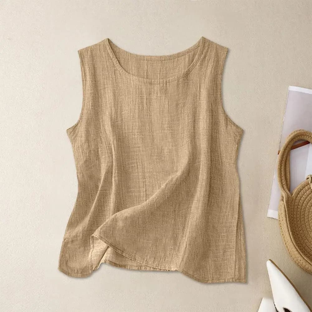 Women Summer Vest O-Neck Sleeveless Loose Fit Casual Tops Comfortable Spring Summer Tank Vest Breathable Blouse Tops for Women