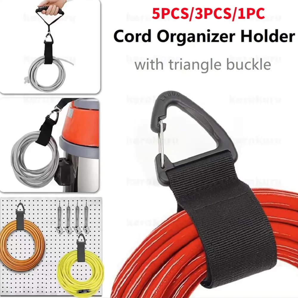 Supporto per organizer per cavi Fibbia triangolare Gestore cavi Cinghie in nylon Stoccaggio cavo resistente per tubi flessibili per cavi di alimentazione - 5 pezzi/3 pezzi/1 pezzo