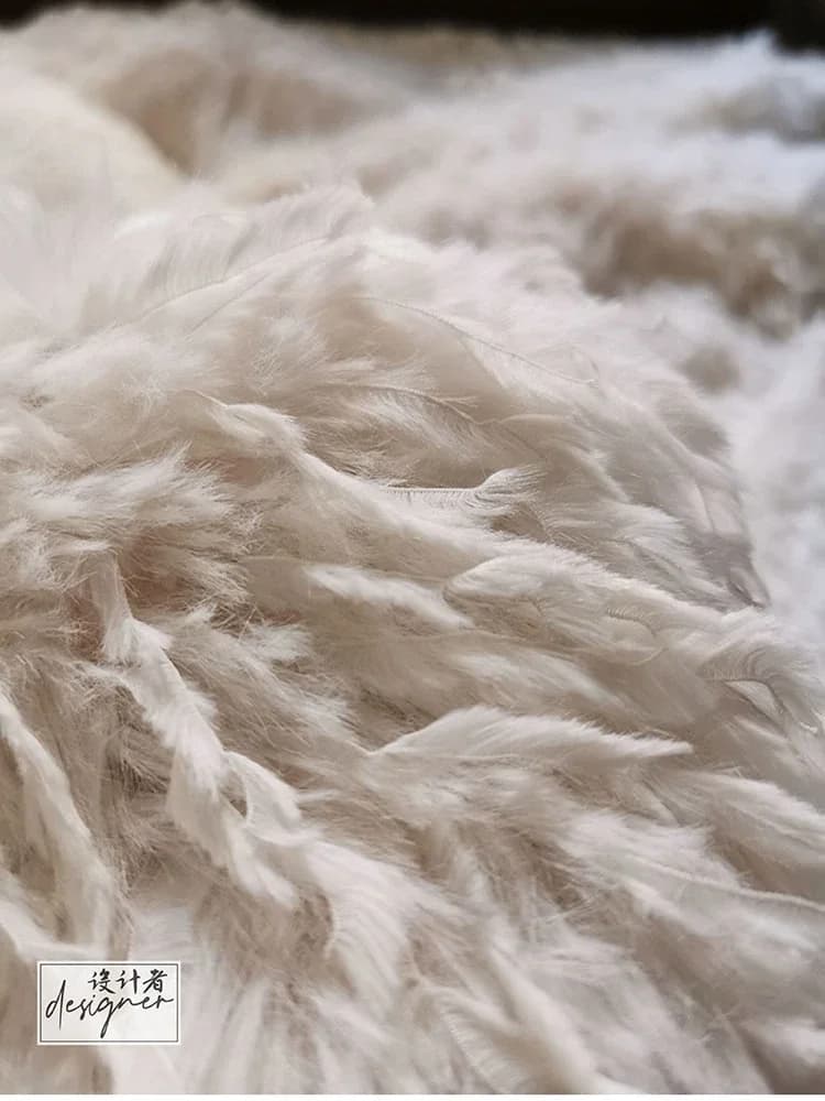 Tessuto con frange di piume materiale in poliestere puro Designer cappotto da cucito fai da te abito da sposa tende abbigliamento panno da cucito