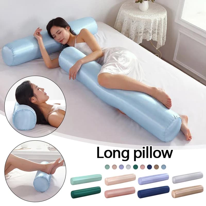 100cm Cervical Neck Roll Ice Silk Stuffed Round Bolster Body Support Sofa Cushion Long Cylinder Neck Pillow With Core Removable