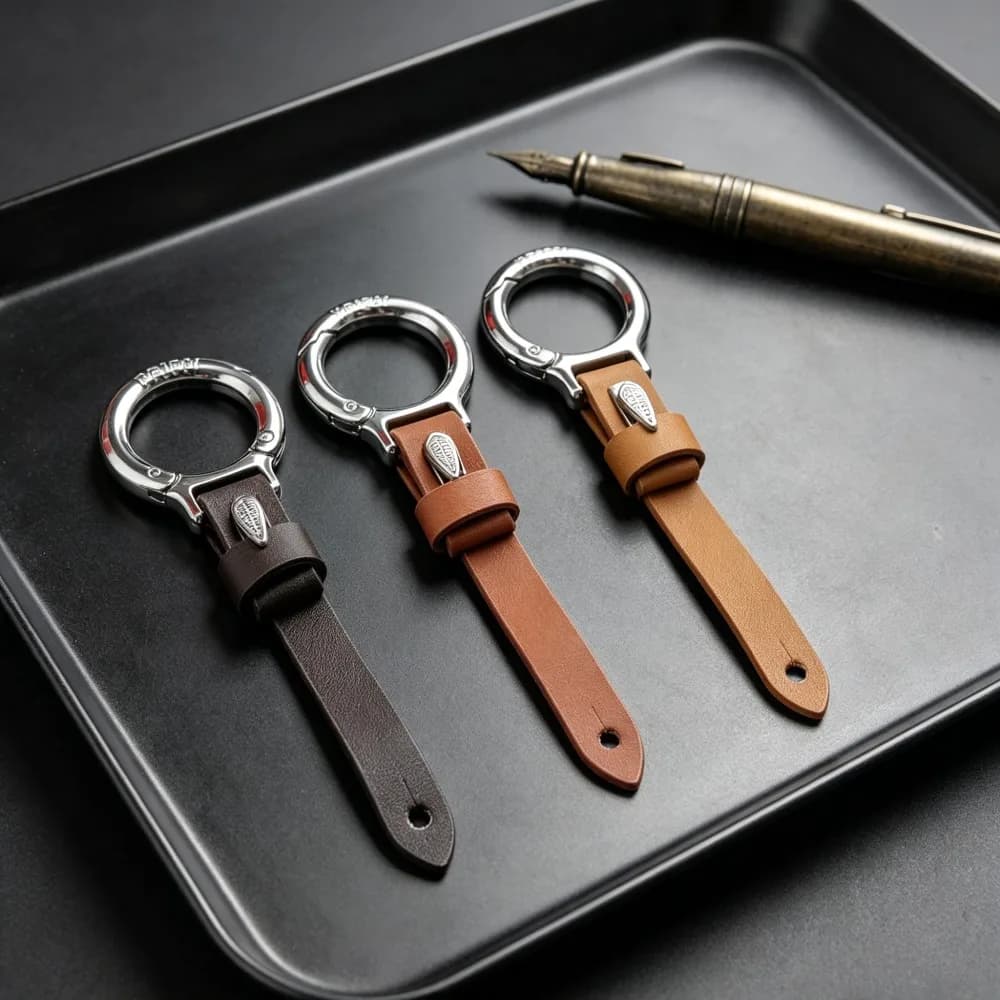 Leather Car Keychain Pendant Universal Metal Key Ring Durable Stylish Accessory Creative Gift for Men and Women
