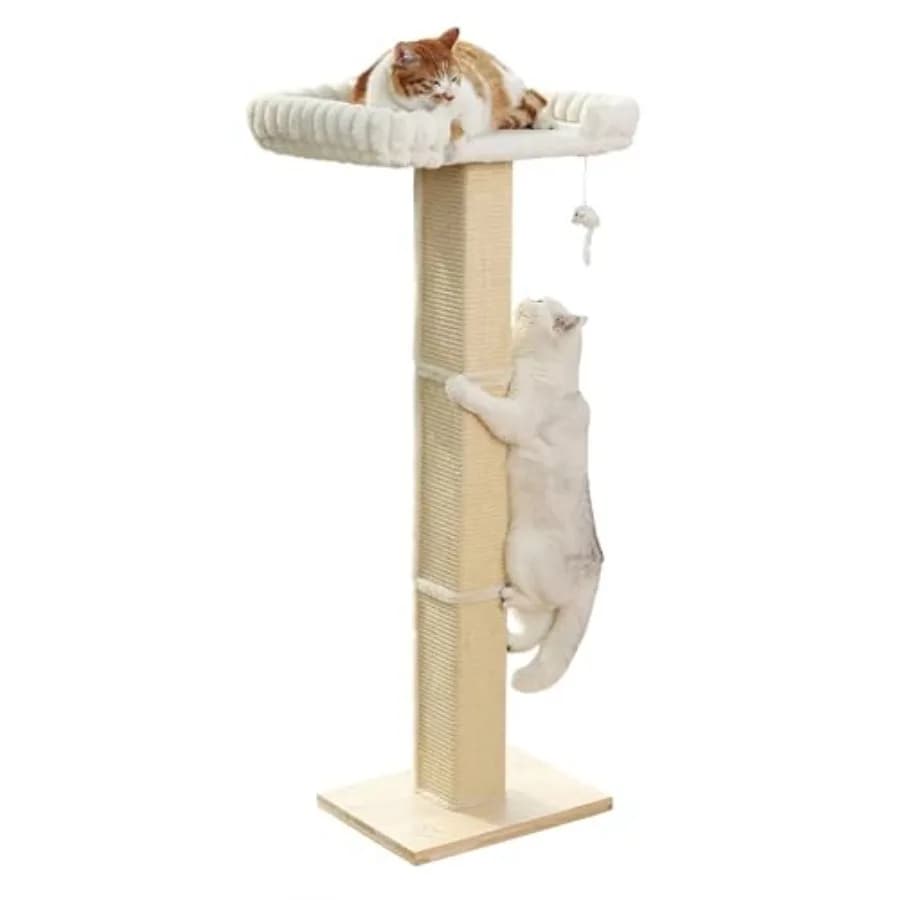 Tiragraffi per Gatti con Postazione sul Finestra - Letto Ultra Morbido SnugCloud con Cuscino, Tiragraffi Regolabile in Sisal Alto 47 Pollici per Maine Coon