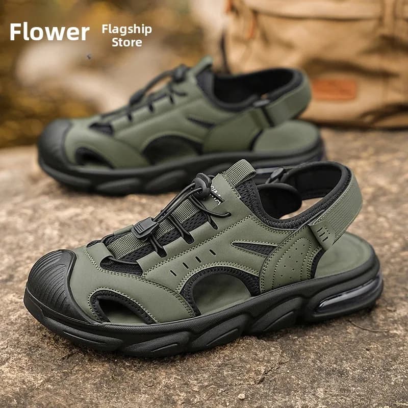Men's Summer Outdoor Sports Sandals Anti-slip Wear-resistant Thick Bottom Casual Driving Beach Walking Shoes