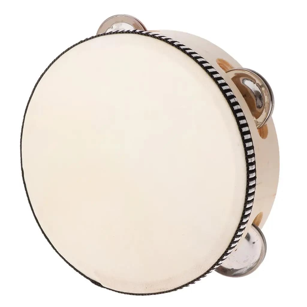 Tamburello da 6 pollici Tamburo a percussione Tamburo a mano Giocattolo educativo musicale per bambini Giochi di festa di nozze Campana a tamburo tenuto in mano