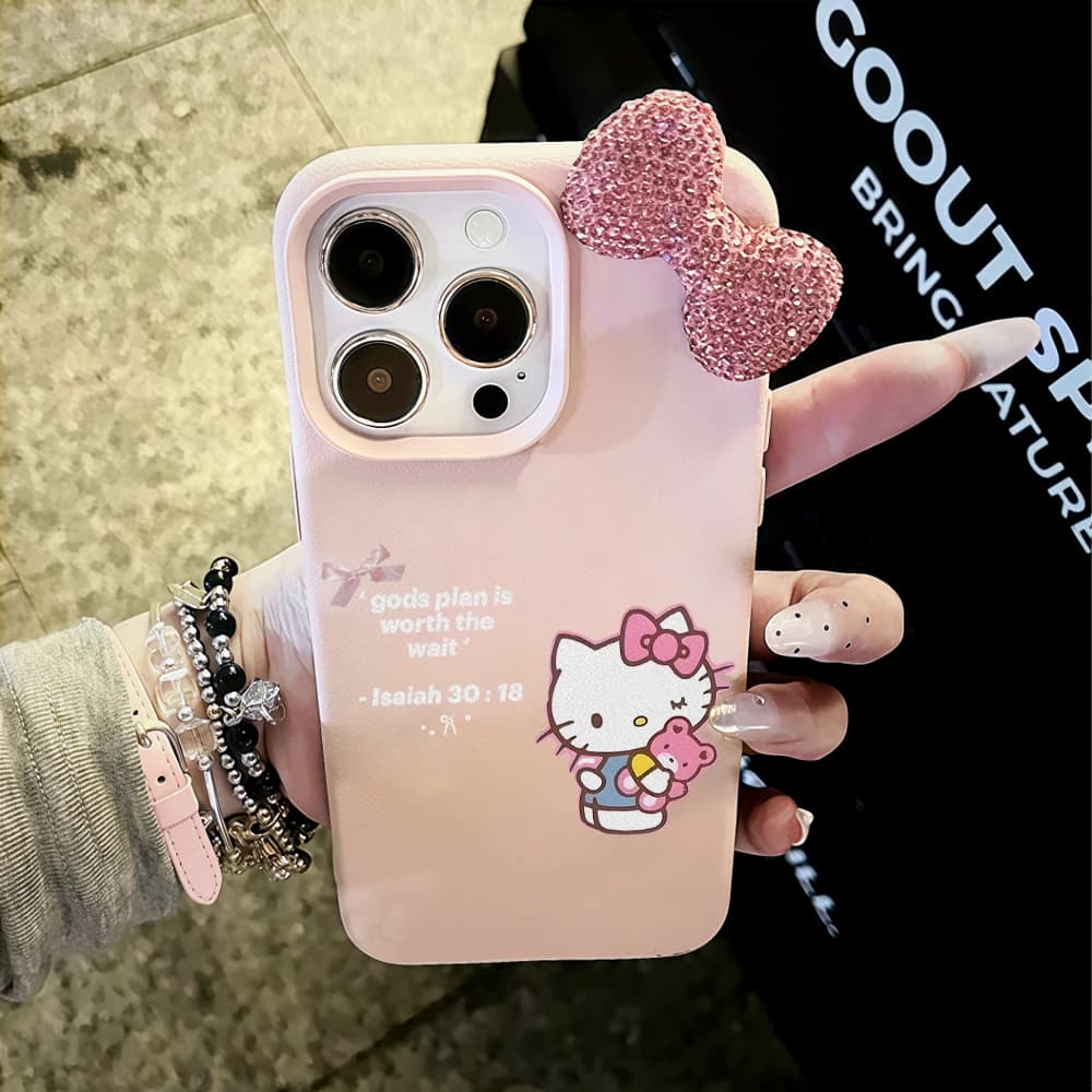 Custodia per telefono Kawaii Hello Kitty per iPhone 17 16 14 15 13 12 11 Pro Max 17 Air 15 16 Plus XR XS, cover antiurto con motivo Lychee