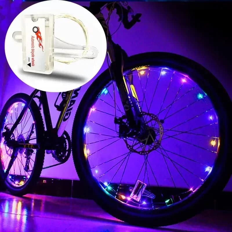 Luci per pneumatici Luci per ruote calde per biciclette Luci per decorazioni per telaio per mountain bike Luci per ruote per bicicletta per guida notturna Luci per raggi per biciclette