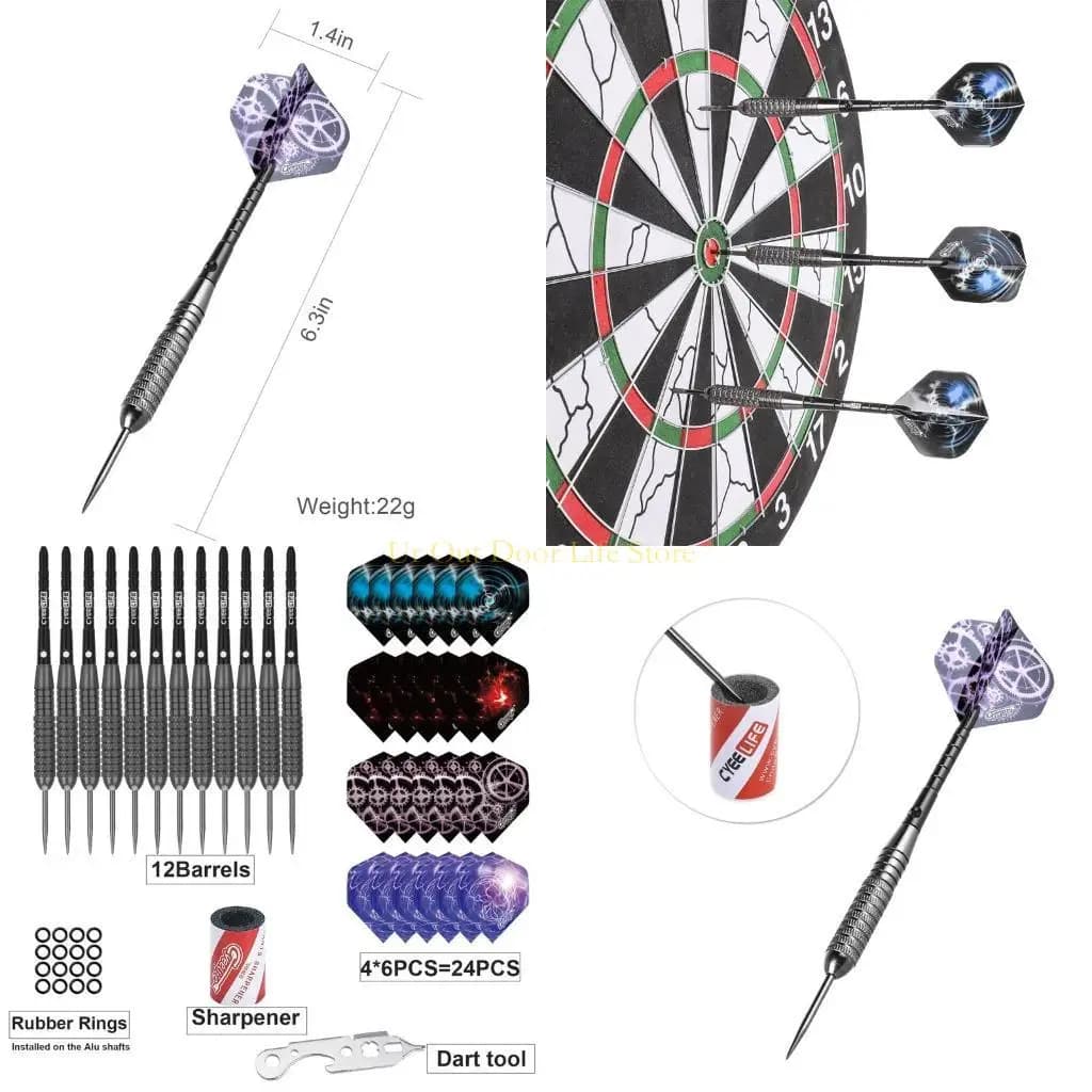 77uf in acciaio Darts Darts Abesi a barilo voli giocattolo punta dura dardo set per principianti