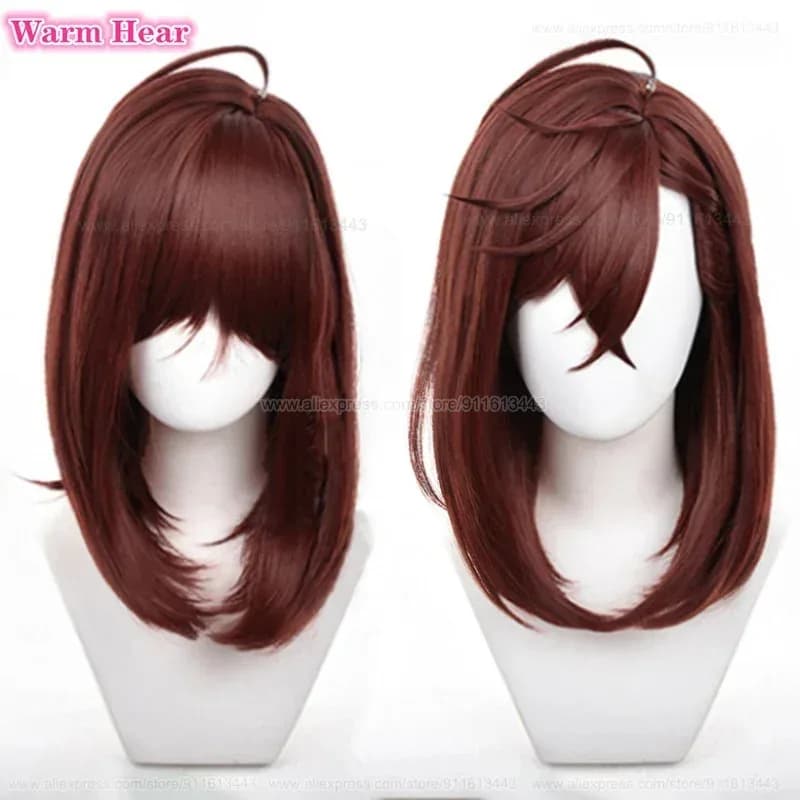 Disponibile Momo Ayase Parrucca sintetica lunga 43 cm marrone scuro e orecchini Capelli resistenti al calore Halloween Party Cosplay Parrucche anime X;L;9