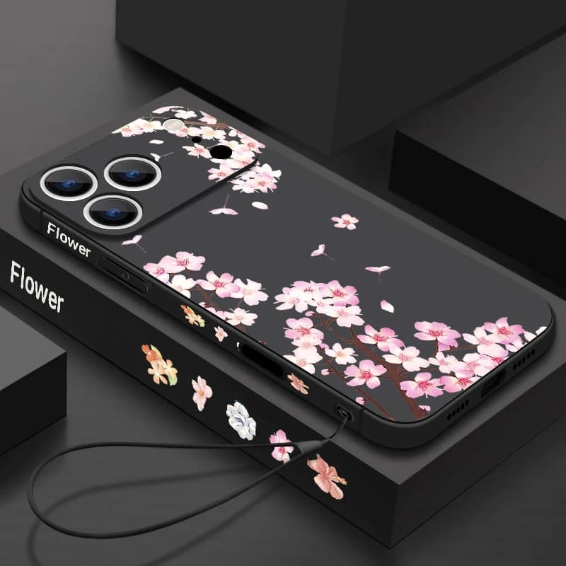 Per iPhone 17 Pro Max Custodia bella rosa fiori di pesco modello Cover morbida in silicone per iPhone 16 Pro Max 15 14 13 12 11 16E Air