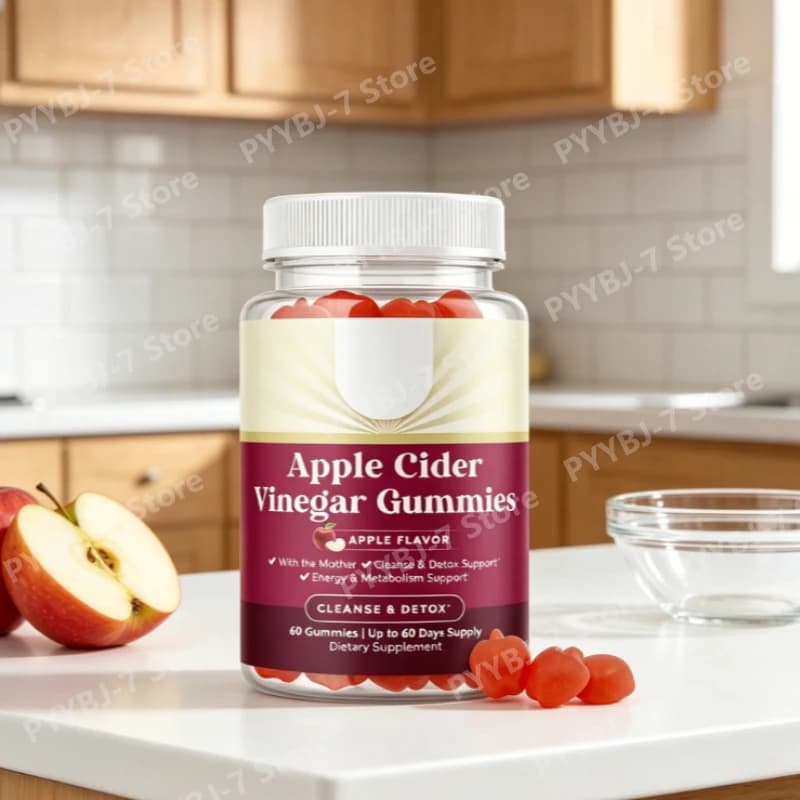 Caramelle Gommose all'Aceto di Mele per Disintossicazione, Perdita di Peso, Salute Intestinale, Riduzione del Gonfiore, Supporto al Metabolismo ed Energia con Vitamine