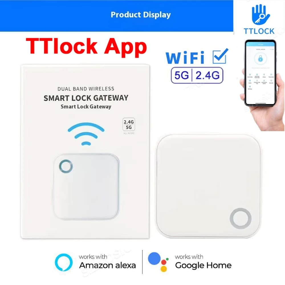 Hub Gateway Wireless WiFi G5 per App TTlock, per Serratura Intelligente TTLock, Controllo Remoto, Sblocco, Supporto Wi-Fi 2.4G e 5G per Alexa e Google