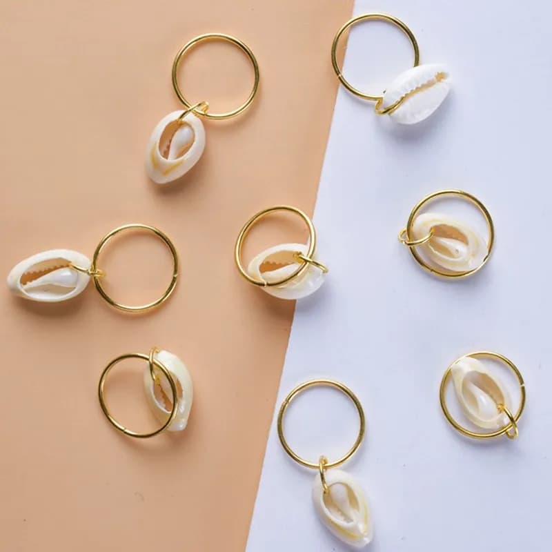 5Pcs Shell Tree DIY Hair Braid Dread Dreadlock Beads Clips Cuffs Hair Rings Golden Clasps Jewelry Dreadlock Accessories Braiders