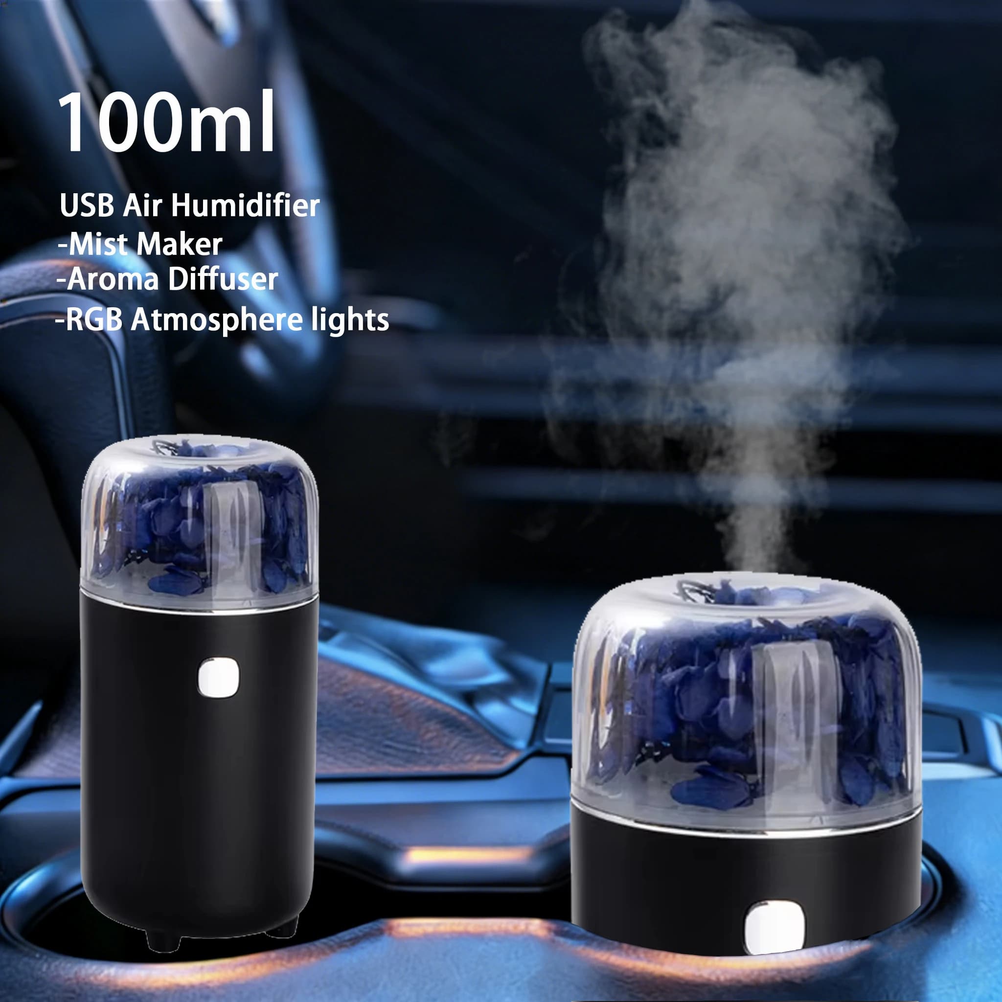 100ML Mini Umidificatore USB Elettrico Diffusore di Aroma Olio Essenziale Purificatore Aromaterapia Mist Maker Luci Per Auto Casa Camera Da Letto
