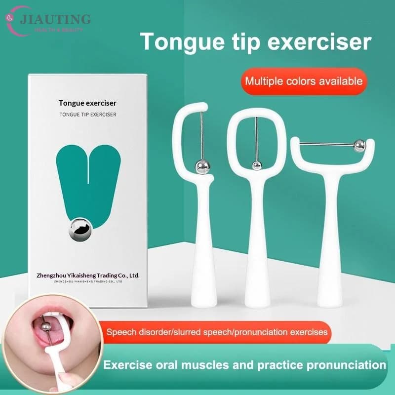 Set di 3 Pezzi per Allenamento Muscolare della Lingua, Blu e Bianco, Strumento per Esercizi sulla Punta della Lingua, Lateralizzazione e Sollevamento, Set per Allenamento Muscolare Orale