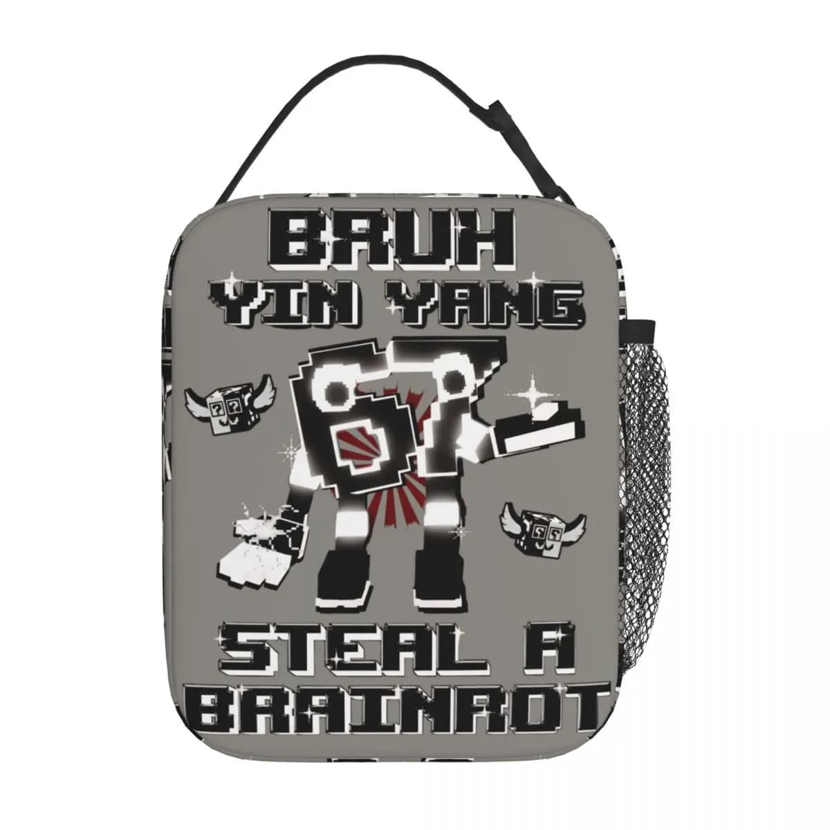 Bruh Yin Yang 67 Brainrot Steal A Brainrot Borsa termica per il pranzo Borsa termica Contenitore per pasti Borsa grande per il pranzo Borse per alimenti