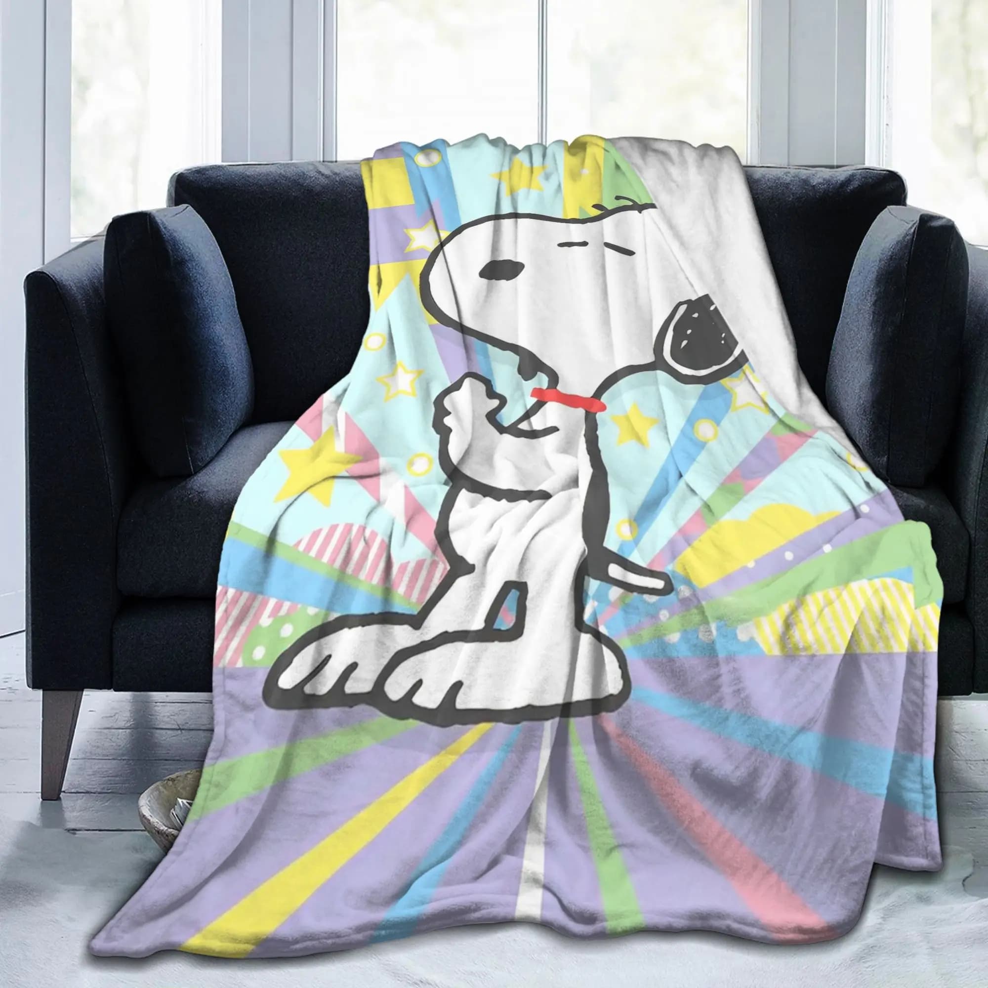 Cartoon Snoopys Blankets Fuzzy Awesome Warm Throw Blankets for Chair Covering Sofa Spring/Autumn,
