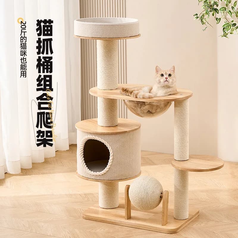 Solid wood cat climbing frame, special cat climbing frame for big cats, integrated climbing frame, all solid wood cat frame