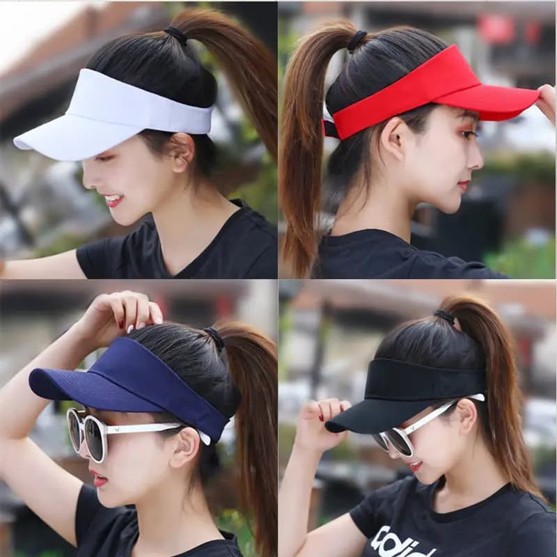 Cappello da sole Berretto da baseball da donna Berretto estivo bianco a prova di sole Visiere superiori vuote Cappello da golf da tennis per sport all'aria aperta al mare