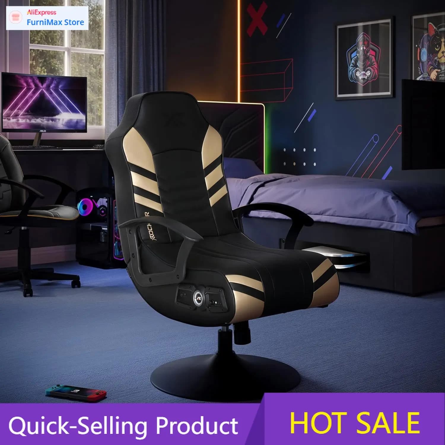 Promozione a tempo limitato: Sedia da gaming per PC con audio integrato, essenziale per dormitori universitari (per ragazzi e ragazze), camera da letto, dormitorio.