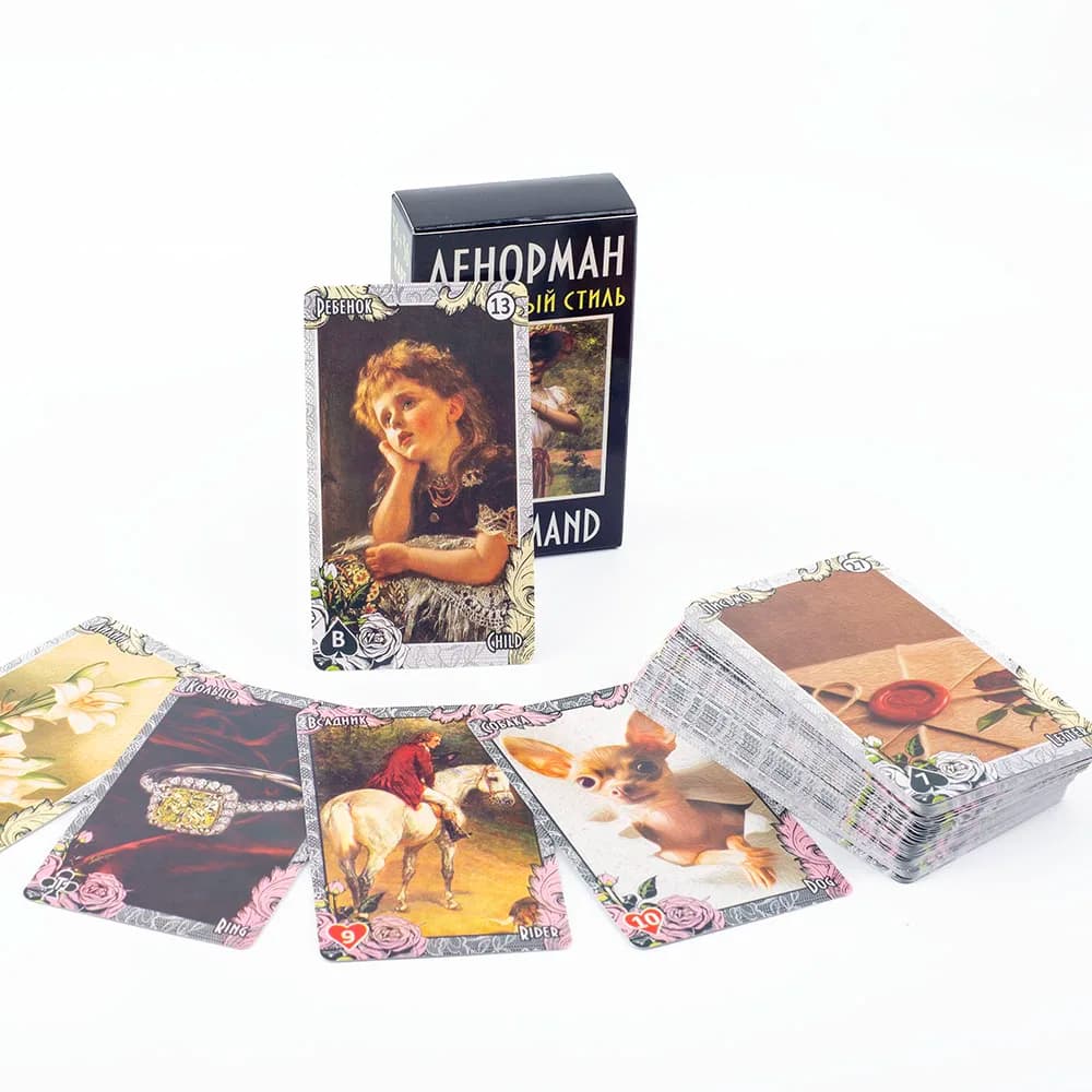 ЛЕНОРМАН ВИНТАЖНСТИЛLENORMAND ORACLE Russo Visions Tarot 72 Pezzi Divinazione Fate Deck Gioco da tavolo Carta per la festa in famiglia