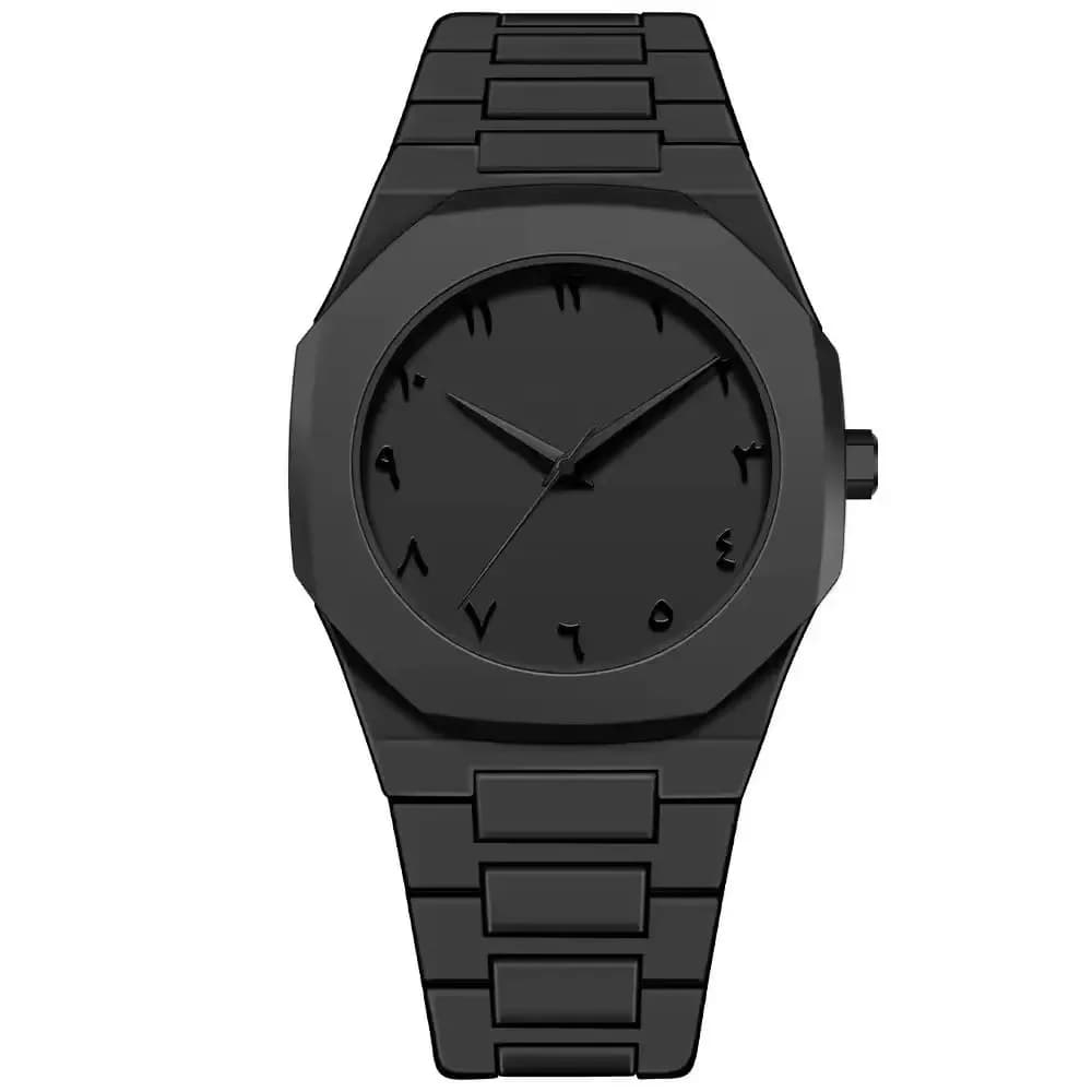 Nuovo orologio da uomo alla moda semplice orologio al quarzo maschile nero arabo digitale casual cinturino per olio a goccia