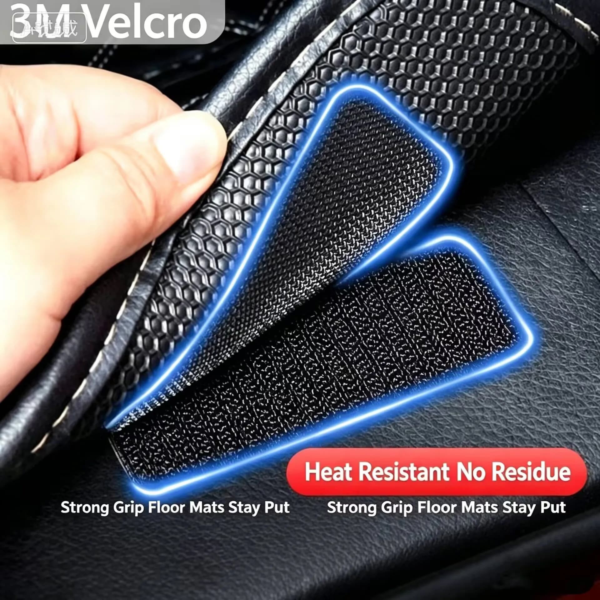 10 Paia di Nastro Magico 3M Resistente con Retro Autoadesivo per Tappetini, Alta Adesione, Chiusure a Strappo Resistenti al Calore