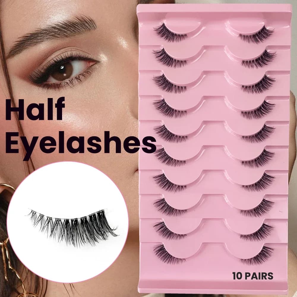 AMSDCN 10 pairs of synthetic 3D mink eyelashes, high-quality extension Soft makeup medium natural long semi-faced eyelashes