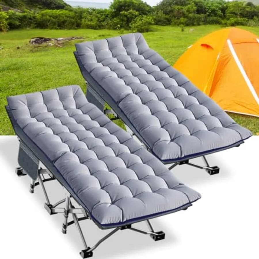 Lettino da campeggio pieghevole XXL per adulti, resistente, con borsa per il trasporto, letto portatile per viaggi e campeggio all'aperto.