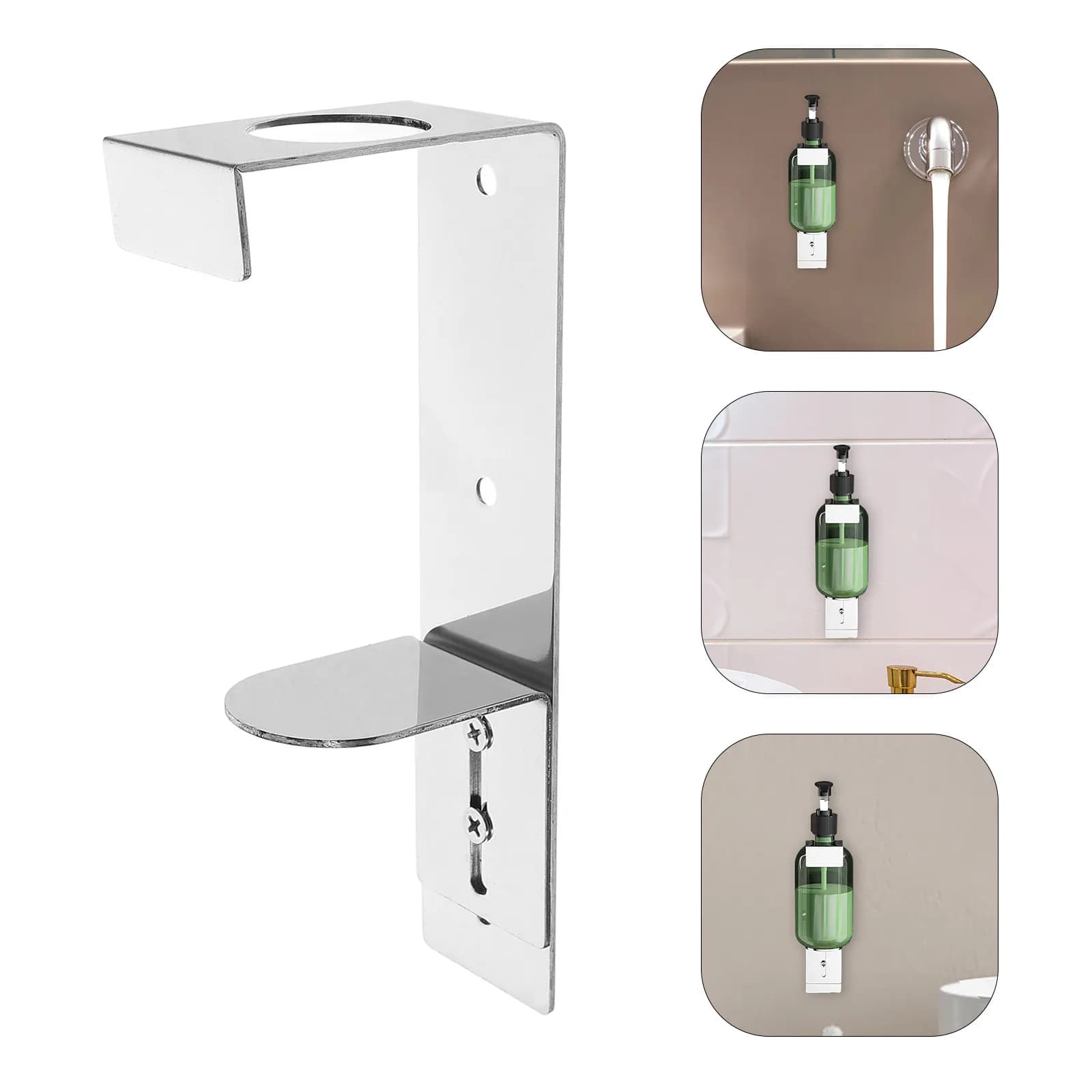 Portasapone da Parete in Acciaio Inox Senza Foratura, Dispenser per Bagno, Organizzatore per Gel Doccia, Sapone Liquido e Shampoo