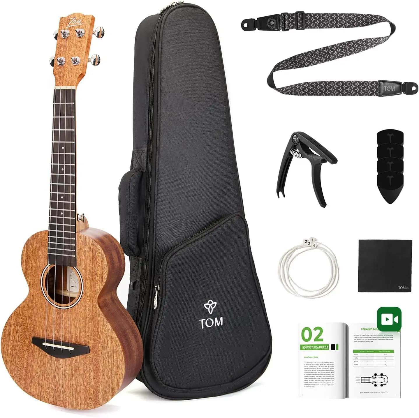 All-In-One 23" Concert Ukulele for Kids & Beginners – Solid Mahogany Top with Low Action for Easy Playing, Includes Premium Strings, Ideal for Travel, Learning, and Gifting