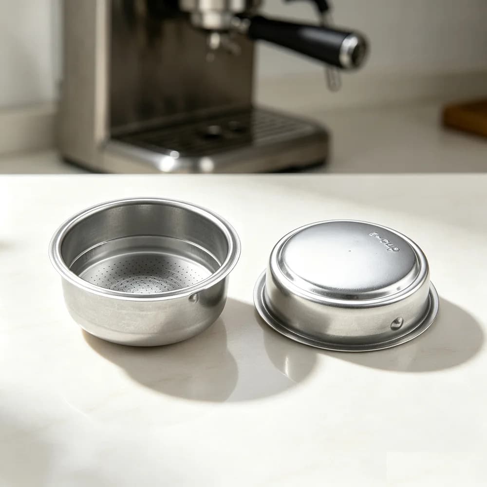2pcs 304 Stainless Steel Coffee Machine Filter 51mm/2.01" Basket Dual-Layers Espresso Handle Bowel Single/Double Cups Easy Clean