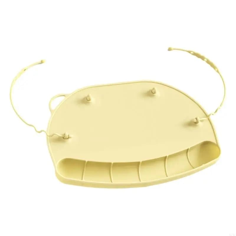 A5YC Tovaglietta in silicone antiscivolo per bambini con cordino in corda per massaggiagengive e tasche per catturare il cibo e