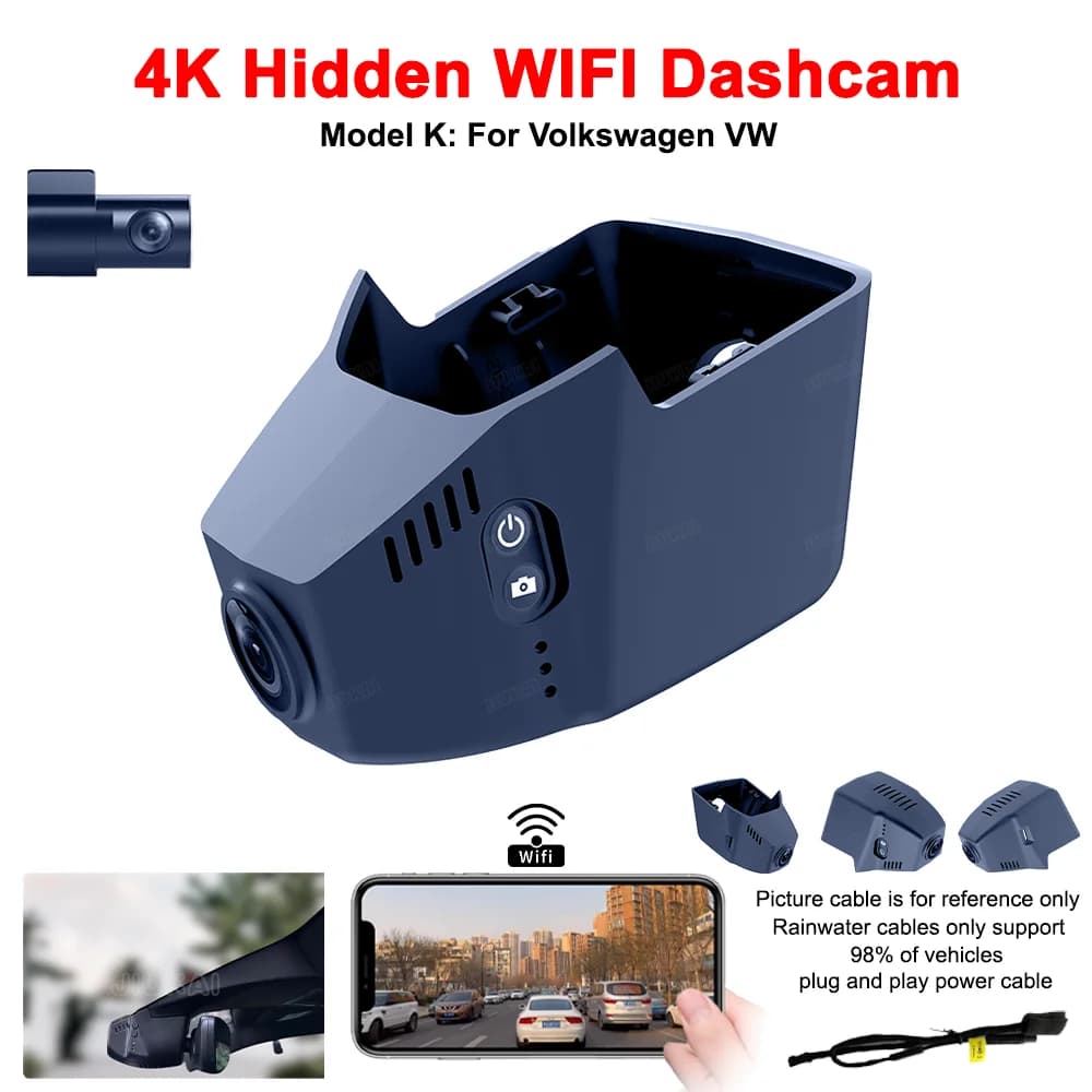 4K Customized Dash Cam For VW Volkswagen Atlas Caddy Passat Tiguan Touran B6 B7 B8 Mk2 Dashcam WIFI Car Dvr DashCam Control APP