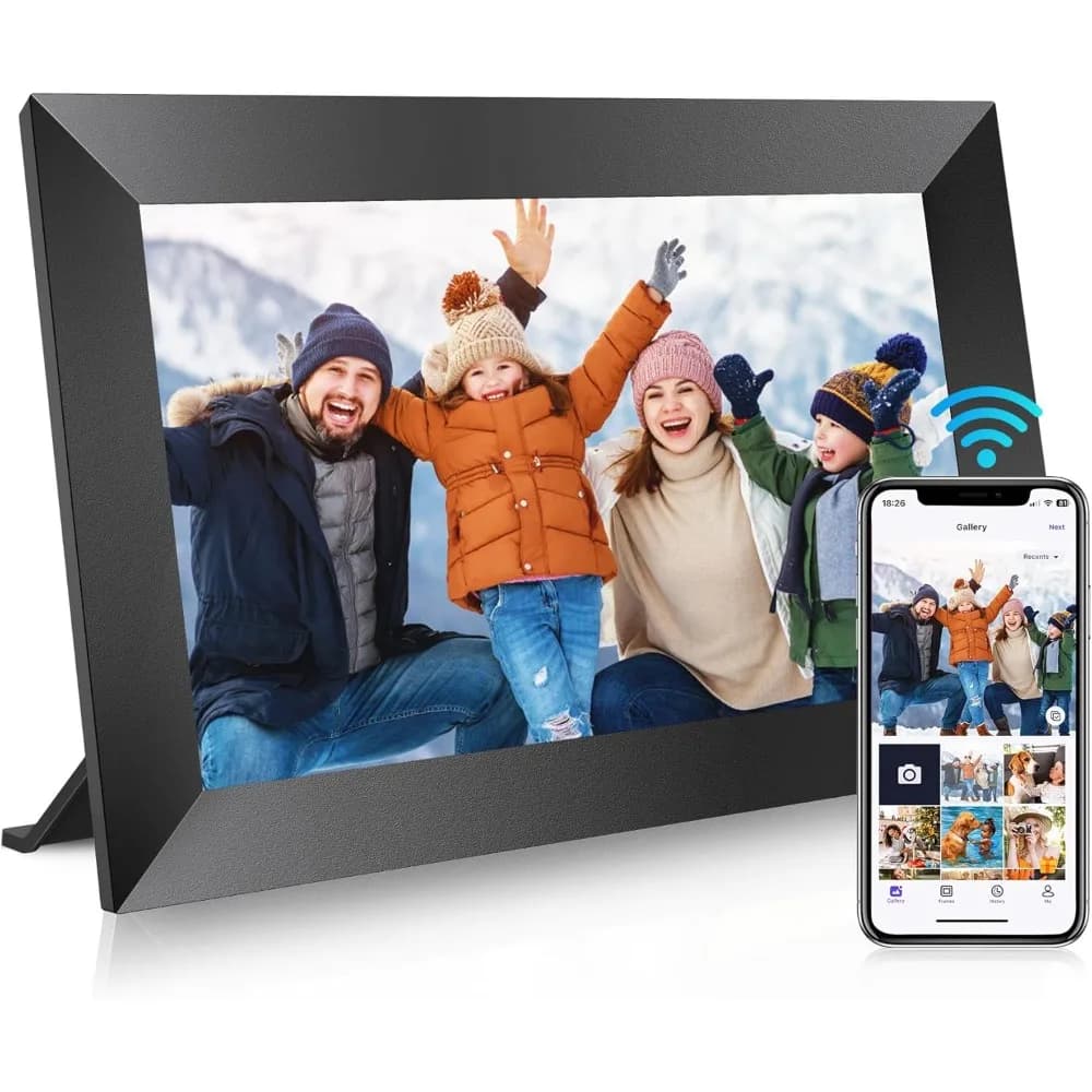 Cornice Digitale 10.1 Pollici con Memoria 32GB, Scheda SD, Schermo Touch IPS HD 1280x800, Condividi Ricordi, Invia Auguri