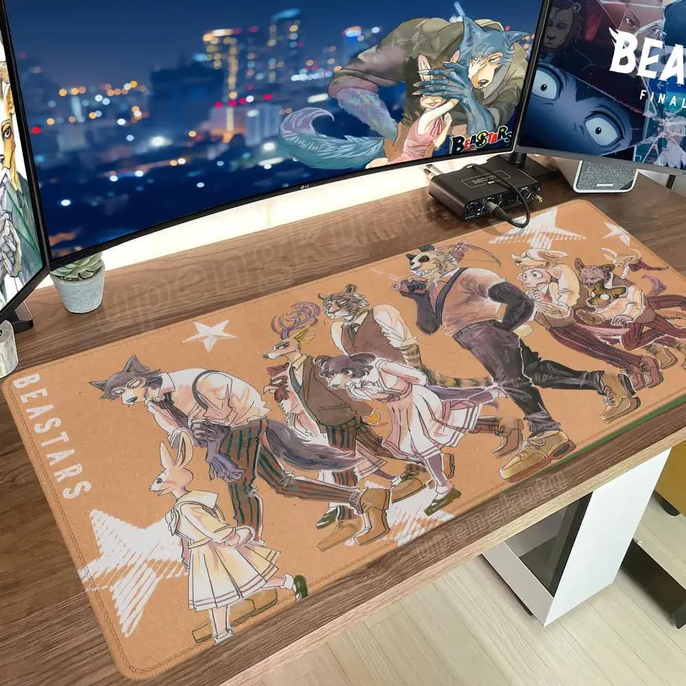 BEASTARS XXL 900x400MM Tappetino per mouse antiscivolo in gomma, Tappetino per mouse da gioco per desktop, Tappetino da scrivania grande, Regalo per ragazzi, Tappetino per tastiera del computer