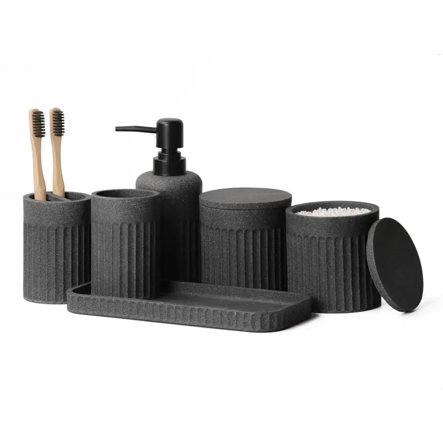 Set di accessori Set di accessori da bagno da 6 pezzi completo con dispenser di sapone, porta spazzolino, bicchiere, vassoio da trucco e 2 Qti