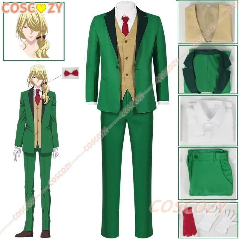 CosplayKomori Costume Cosplay Parrucca Anime Vampire Vive In The Dormitorio Komori Camicia Giacca Gilet Copricapi Cravatta Pantaloni Guanti Clothi