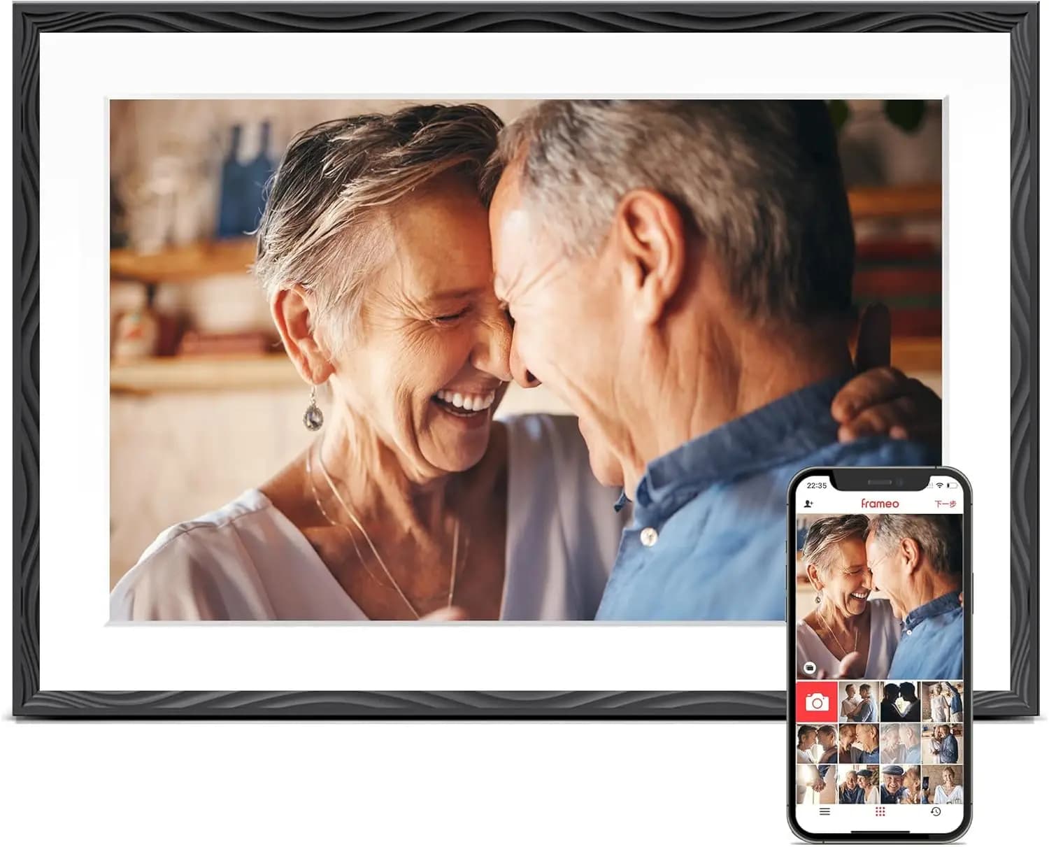 Cornice Digitale WiFi da 10.1'', Memoria 32GB, Schermo Touch HD, Rotazione Automatica, Montabile a Parete, Regalo Perfetto per la Famiglia