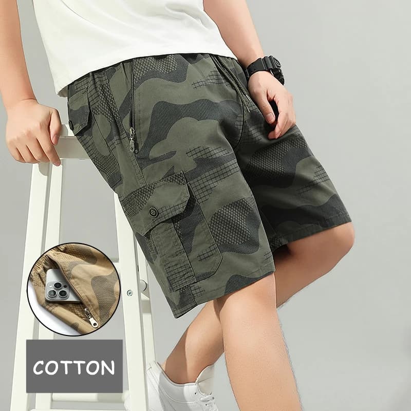 Pantaloncini Cargo da Uomo 2026 per Escursionismo e Corsa, Leggeri in Cotone, Stile Workwear Estivo Mimetico con Tasche con Cerniera