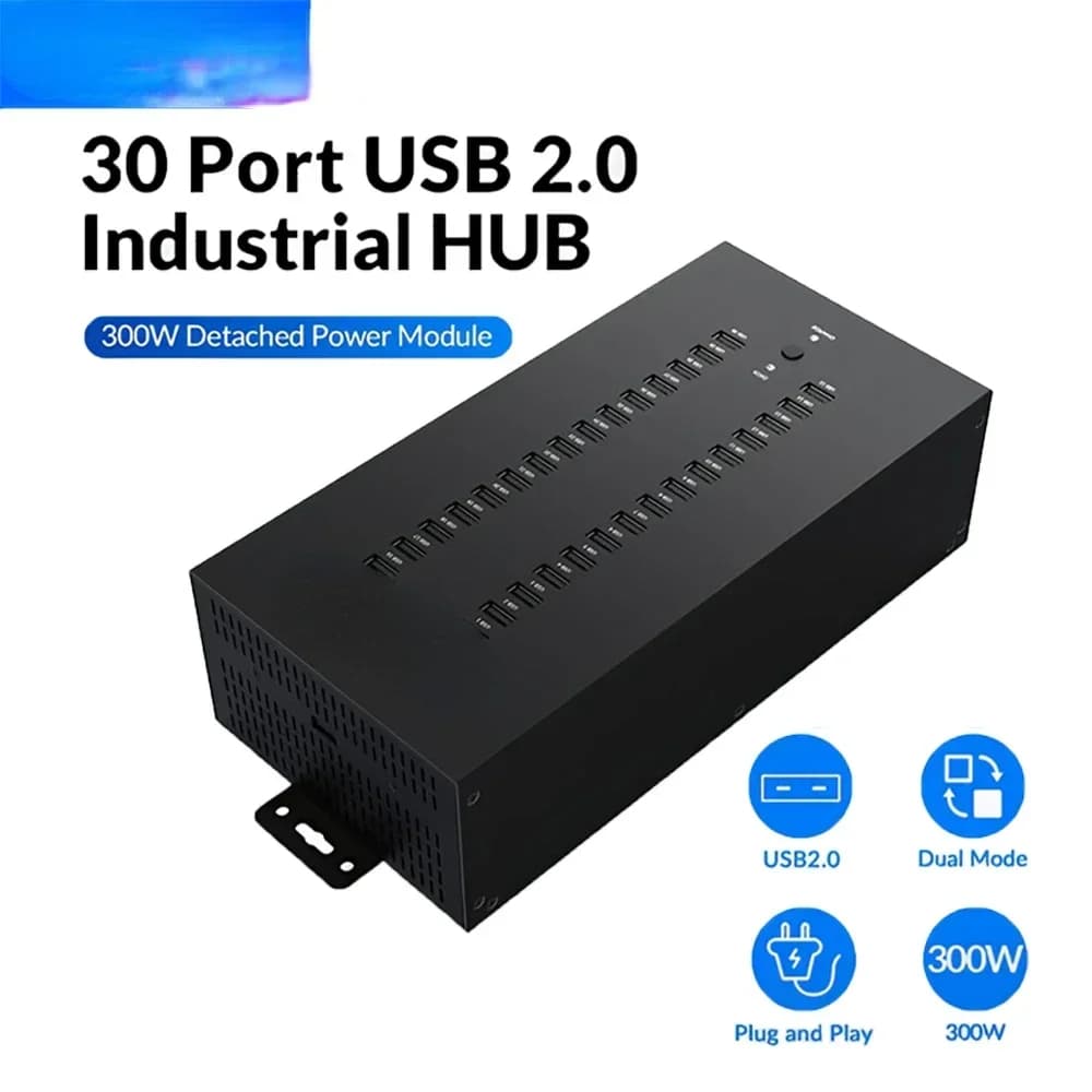 Vendite calde Hub USB Splitter di livello industriale a 30 porte con potenza separata da 300 W Disco U Test di copia in batch Docking Station Accessori per PC